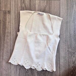 Zara White Square Neck Top